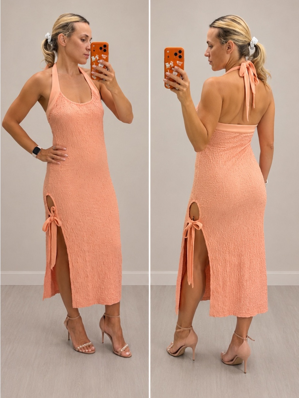 Free People Free-est Sea Foam Midi Dress Size Small NWOT Peach